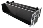 ProX universal flight case for dual 70 to 85 inch flat panel monitors with four casters and adjustable mounting