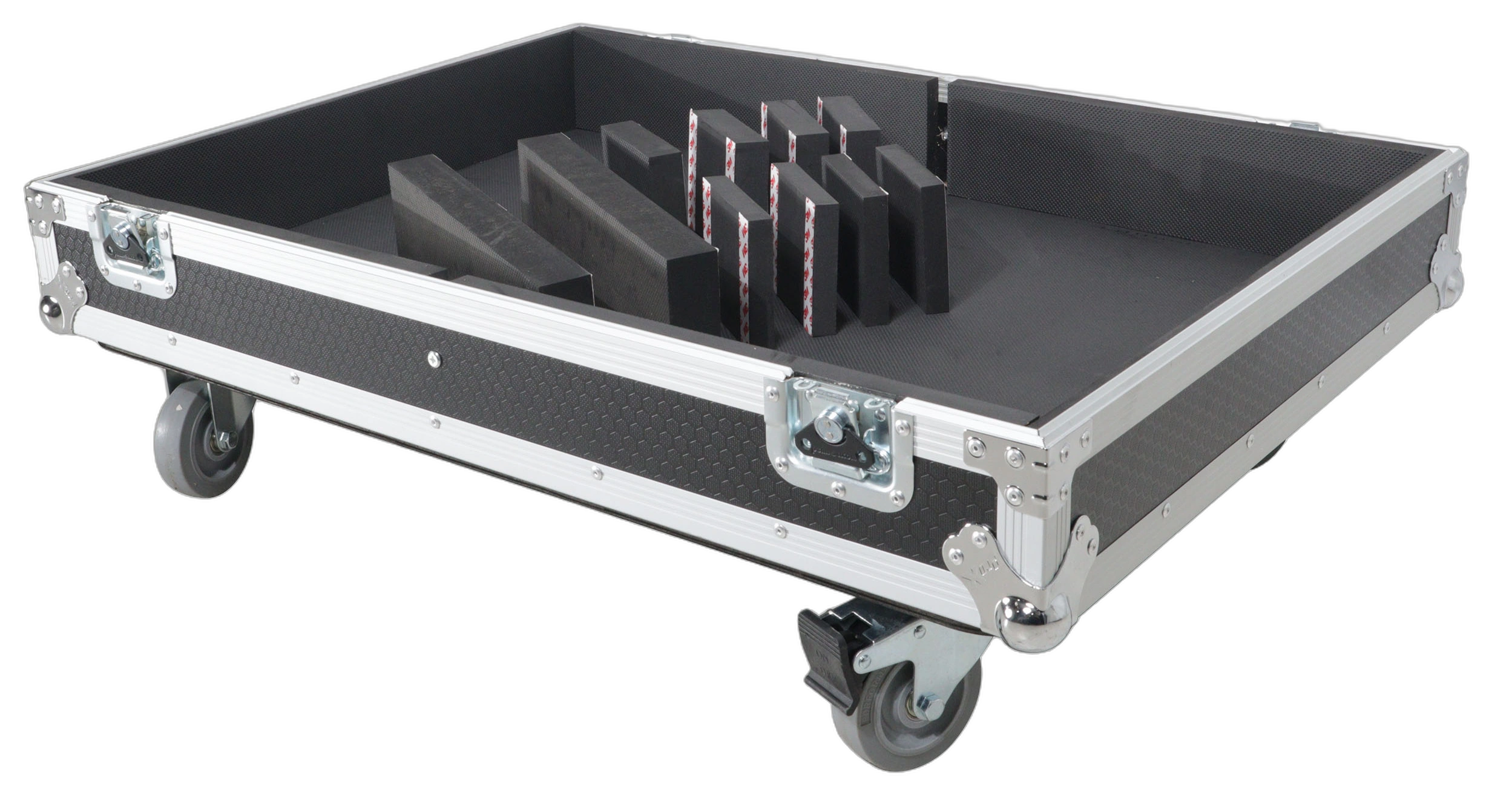 ProX Universal ATA Dual Speaker Flight Case Front View ProX universal ATA dual speaker flight case with reinforced corners and dual speaker compartments