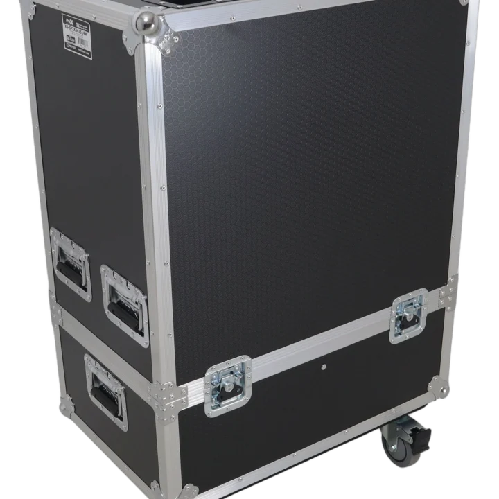 ProX universal ATA dual speaker flight case rear panel showing handles and protective design