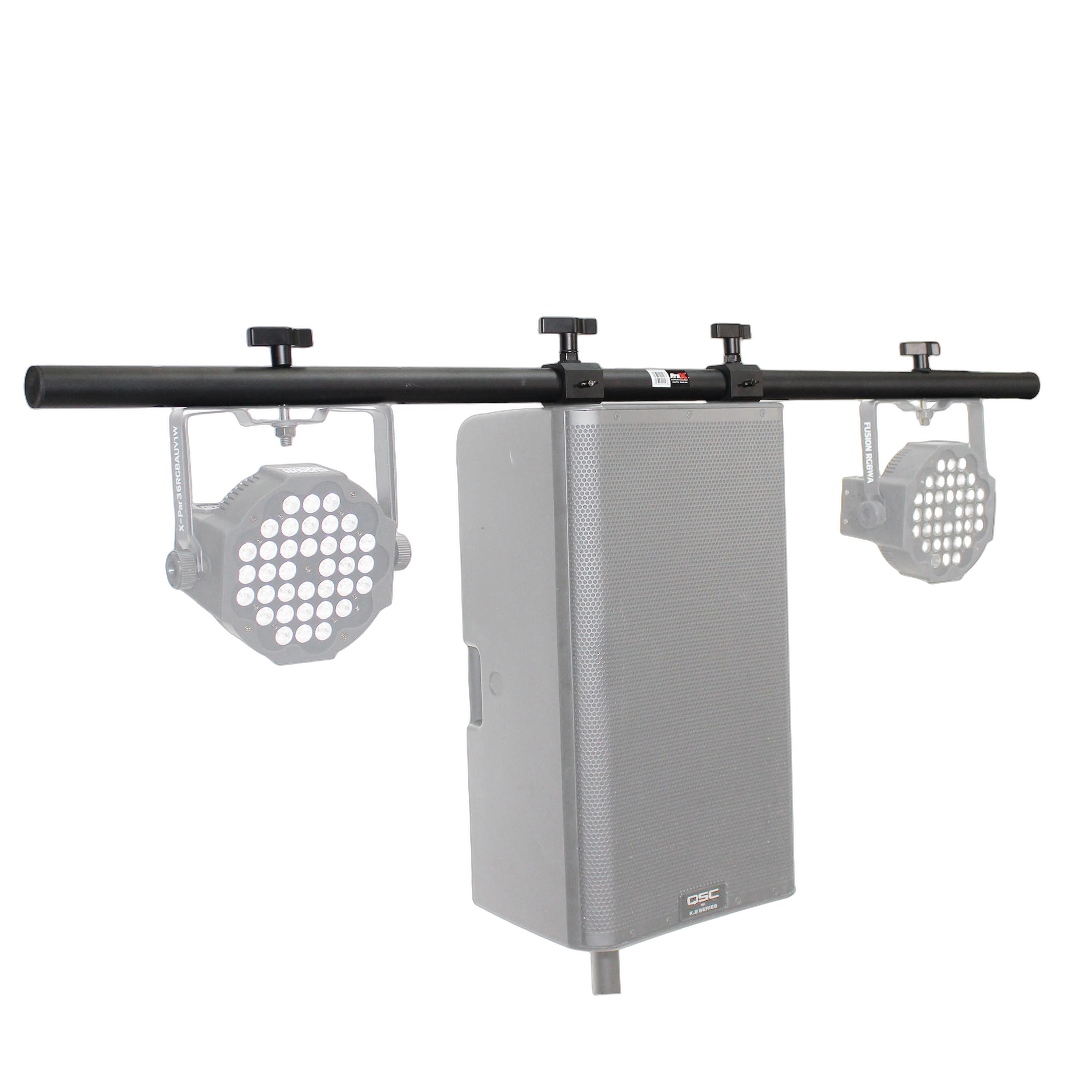 ProX Universal Light Bar Mounting System for PA Speakers ProX 5 ft universal light bar mounting system with fly-points for point source PA speakers front view