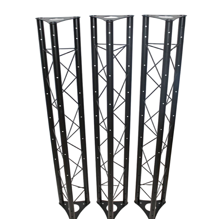 ProX universal lighting truss system with three triangle segment sections in 5ft, 10ft, and 15ft lengths