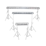 ProX universal lighting truss system showing triangle segment sections in various lengths stacked together