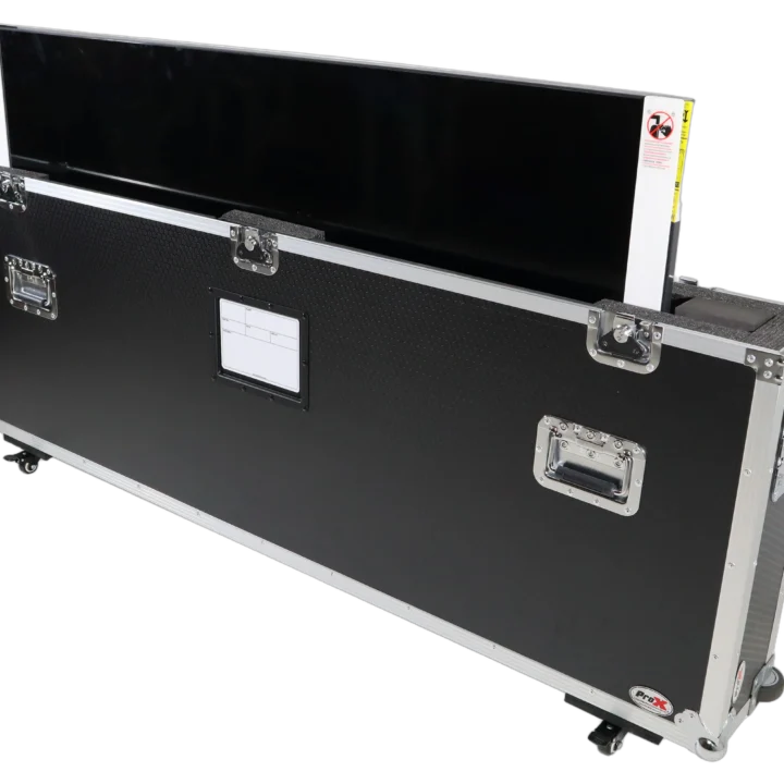 ProX universal monitor case for 55 to 70 inch flat panel TV with low profile wheels and drum shield protection