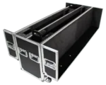 ProX universal flight case for dual 70 to 90 inch LCD monitors with heavy-duty casters and adjustable support