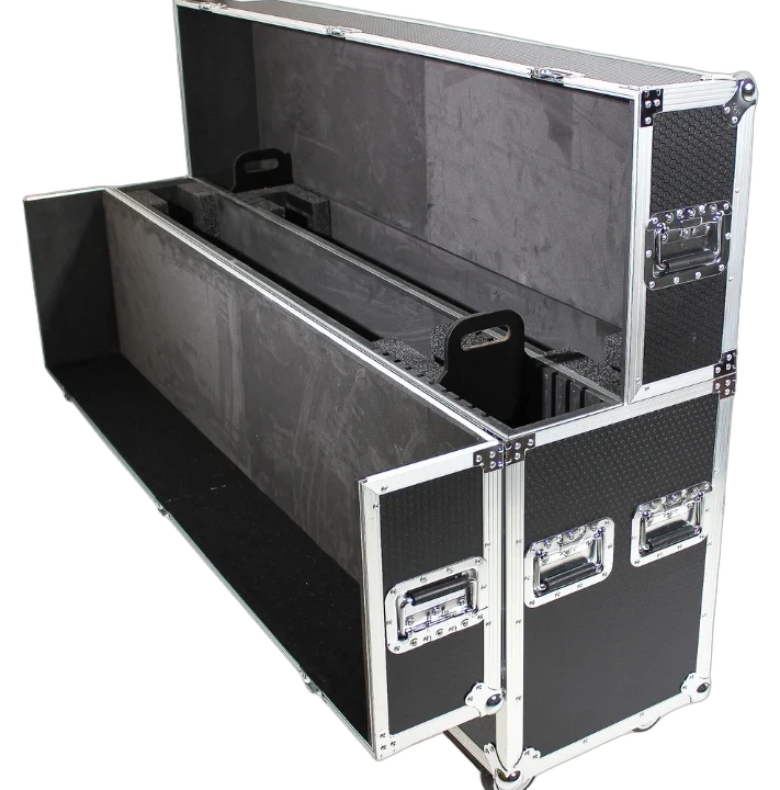 ProX universal flight case for dual 70 to 90 inch flat panel LCD LED monitors with casters