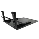 ProX universal side shelf mounting bracket detail showing secure attachment mechanism for laptops and MIDI controllers