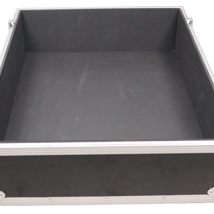 ProX universal single speaker flight case with JBL VRX918SP subwoofer loaded inside protective case