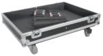 ProX universal ATA dual speaker flight case showing reinforced corner hardware and latch detail