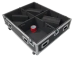 ProX universal dual speaker flight case with reinforced handles and protective latches, front view