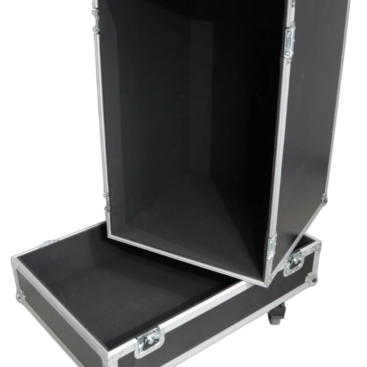 ProX universal ATA speaker flight case with reinforced corners and heavy-duty latches, designed for RCF and QSC speakers