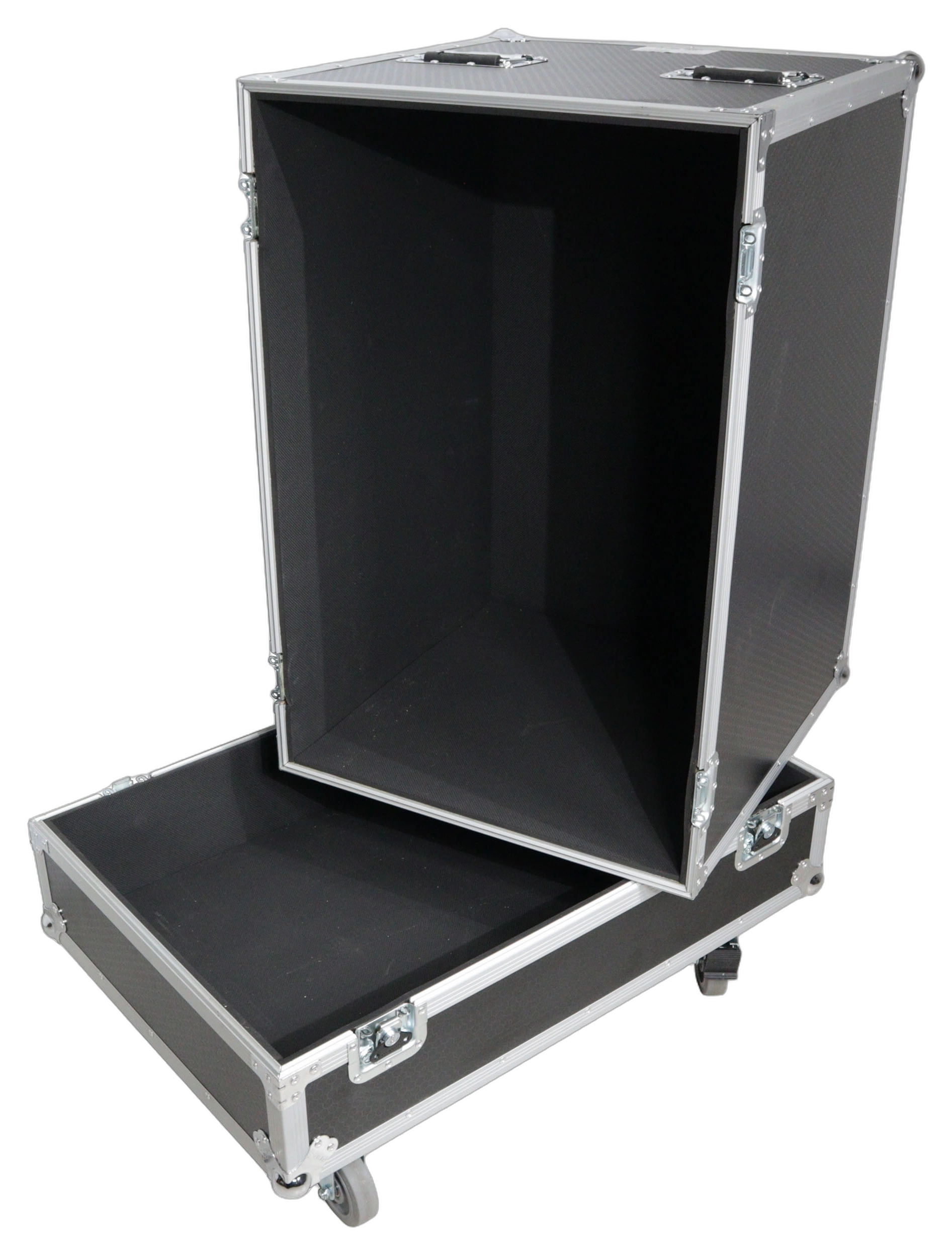 ProX Universal ATA Speaker Flight Case 32x21x27 ProX universal ATA speaker flight case with reinforced corners and heavy-duty latches, designed for RCF and QSC speakers