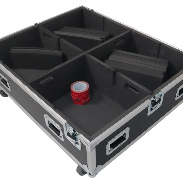 ProX universal dual speaker flight case with reinforced handles and protective latches, front view