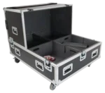 ProX universal dual speaker flight case with wheels, accommodating four 26x20x15 inch speakers in professional setup