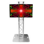 ProX universal TV bracket clamp dimensional diagram showing VESA mounting specifications and truss bolt compatibility