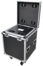 ProX utility ATA flight case with heavy-duty latches, corner reinforcement, and caster wheel hardware detail
