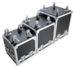 ProX utility ATA flight case package dimensional specifications showing large medium small sizes with casters