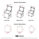 ProX utility ATA flight case package dimensional diagram showing large medium small sizes with casters