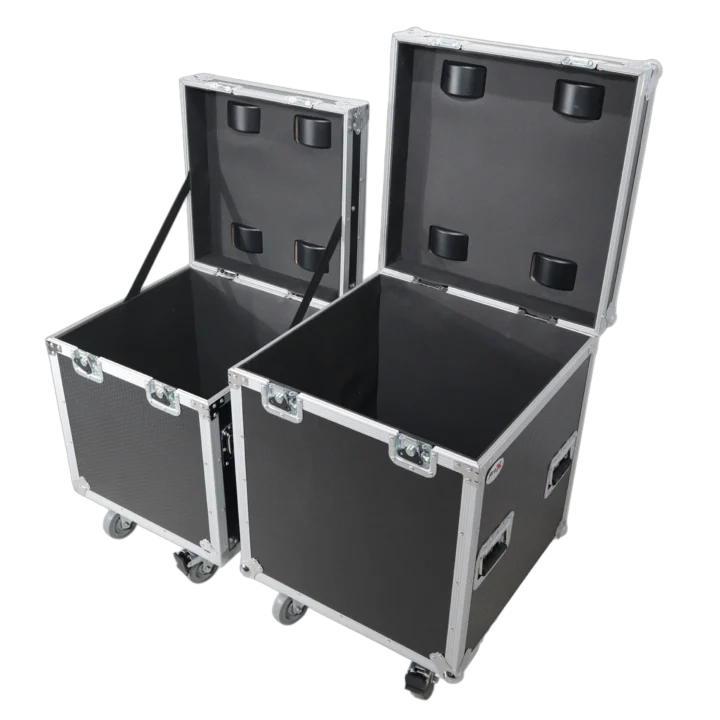 ProX utility ATA flight cases large and medium with four inch casters for equipment transport