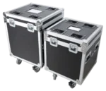 ProX utility ATA flight cases package with large and medium cases featuring four-inch casters for transport