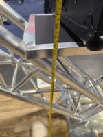 ProX VERRAZANO V-shape aluminum truss DJ table dimensional diagram with measurements and 24-inch base plate specifications