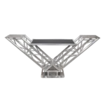 ProX VERRAZANO V-shape aluminum truss DJ table with elevated monitor shelves and 24-inch base plate