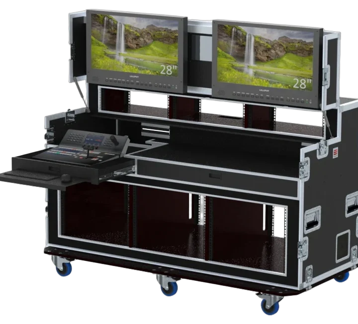 ProX video controller FC Regie Blackmagic ATEM 1M/E advanced panel with dual screens and 8U 3U rack configuration