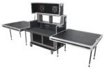 ProX video controller regie system with dual 24-inch monitors mounted on professional 9U and 6U flight cases