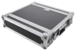ProX X-2UE 2U deluxe effects rack with side profile showing depth and handle placement
