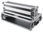 ProX X-2UE 2U deluxe effects rack with handles and rail-to-rail design, side profile view