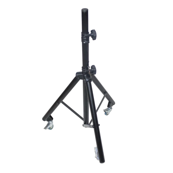 ProX X-TR1912 laptop tray mounted on X-SW15 tripod stand with wheels, detail view