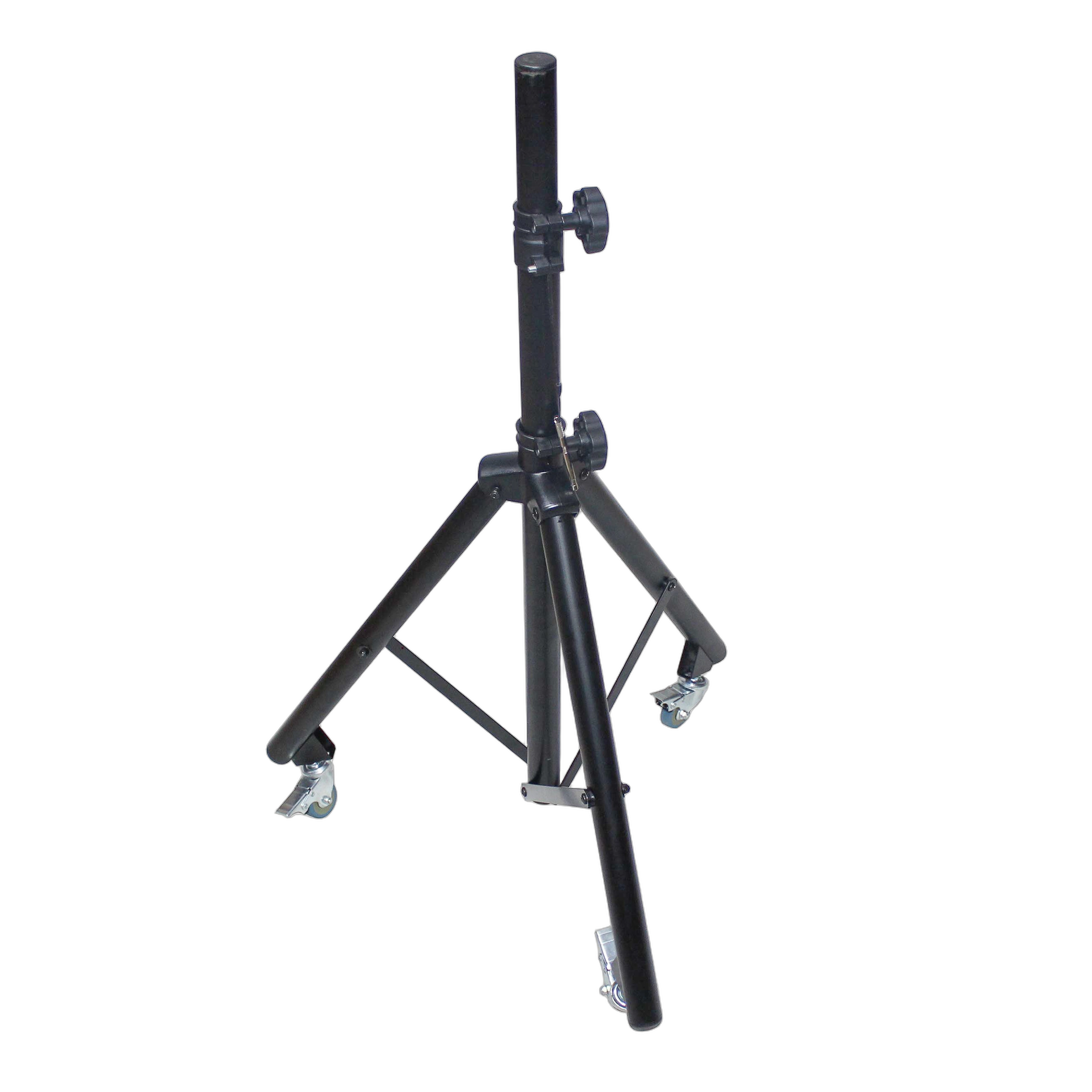 ProX X-TR1912 Laptop Tray Tripod Stand Package Detail ProX X-TR1912 laptop tray mounted on X-SW15 tripod stand with wheels, detail view