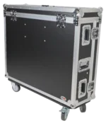 ProX ATA flight case for Behringer X32 mixer with dimensions, doghouse compartment, and caster wheels specifications