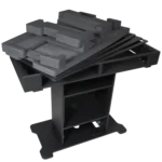 ProX XL DJ Control Tower in black with dual CDJ3000 turntables and flight cases in professional studio environment