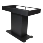 ProX XL DJ Control Tower black finish shown from side angle with flight cases