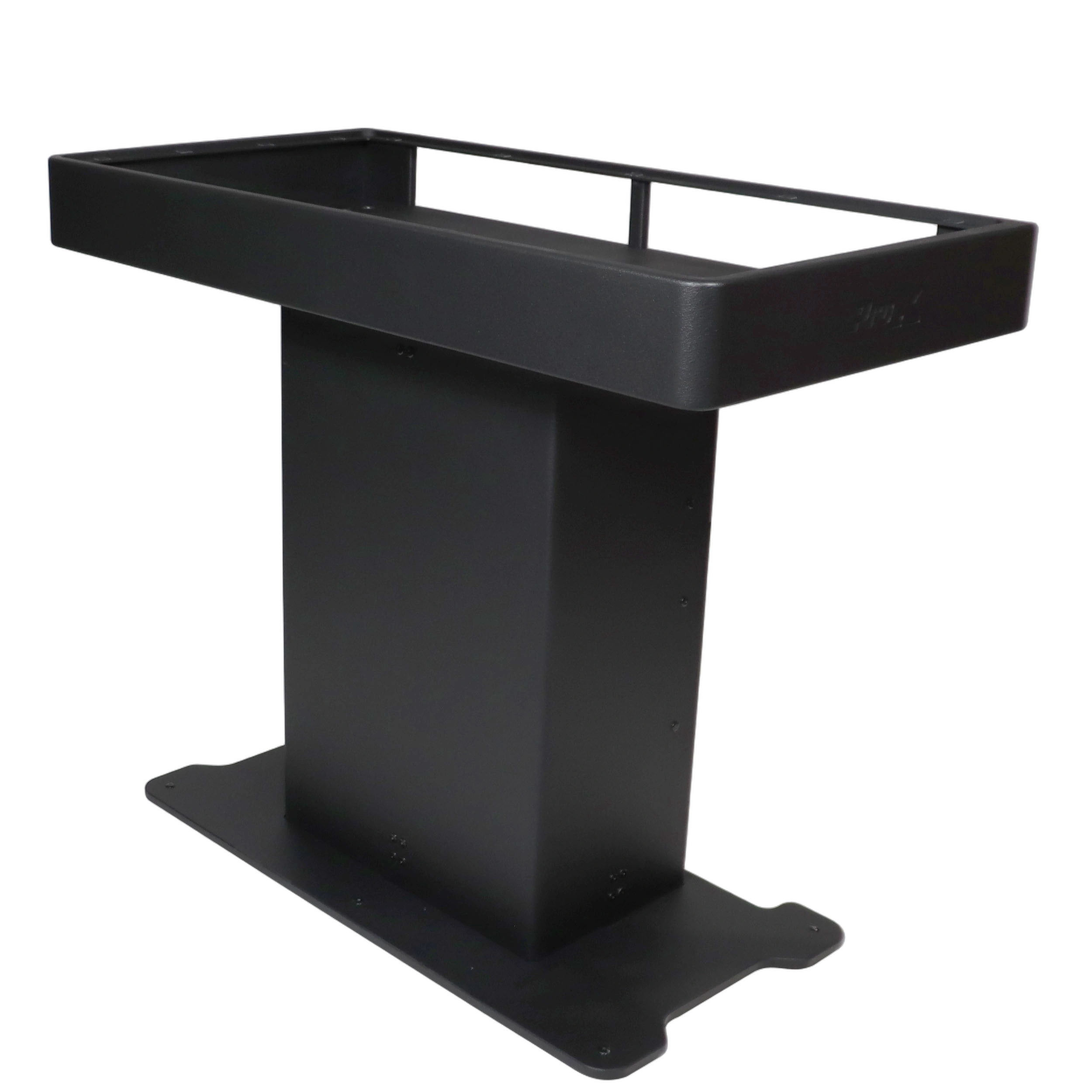 ProX XL DJ Control Tower Black Side View ProX XL DJ Control Tower black finish shown from side angle with flight cases