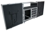 ProX XS 12U shockproof flight case rack with side tables and reinforced corner protection detail