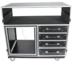 ProX XS 12U shockproof flight case for mixing console with dual side tables and protective padding