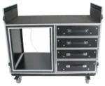 ProX XS 12U shockproof flight case mixer rack with side tables and protective handles