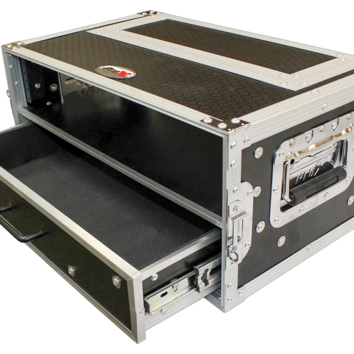 ProX XS ATA flight case 2U rack case with integrated 2U drawer front panel view