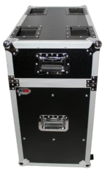 ProX XS aluminum flight case with 8mm F34 F32 F31 truss base plates, side profile view