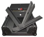 ProX XS-M12LT black flight case for 12-inch DJ mixer with integrated laptop shelf and protective padding