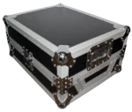 ProX XS-M12LT large format DJ mixer ATA flight case with integrated laptop shelf in professional studio setup