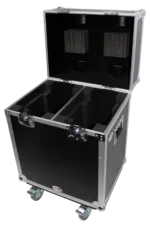 ProX XS-MH140X2W moving head lighting case dimensional diagram with measurements and caster placement