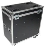 ProX moving head transport case with casters holding two units in professional studio setup
