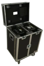 ProX XS moving head road case with dual wash lights mounted inside protective case with three doors open