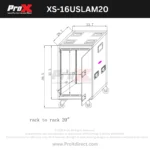 ProX XS-SLAM 16U vertical rack case close-up of reinforced slam door latch mechanism