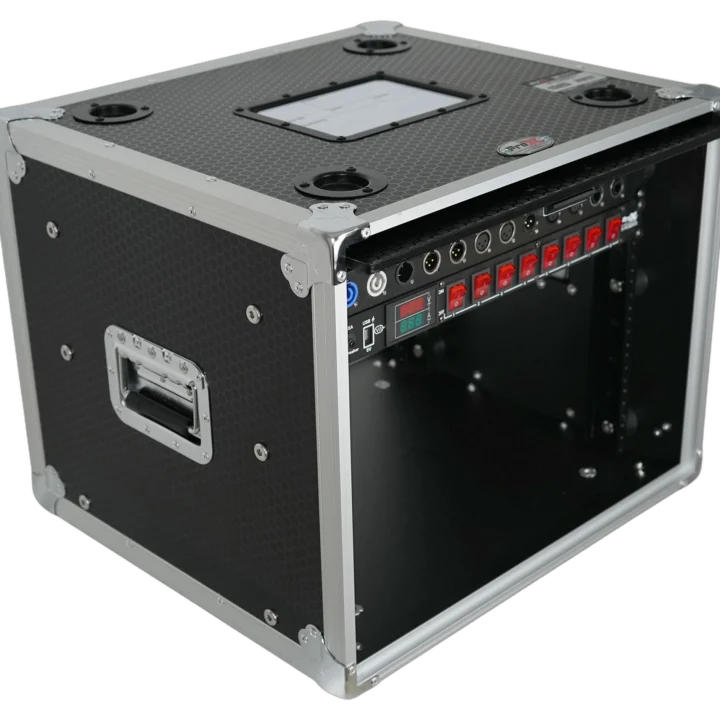 ProX 8U vertical shockmount rack case with dual top sliding slam doors and 14 inch depth