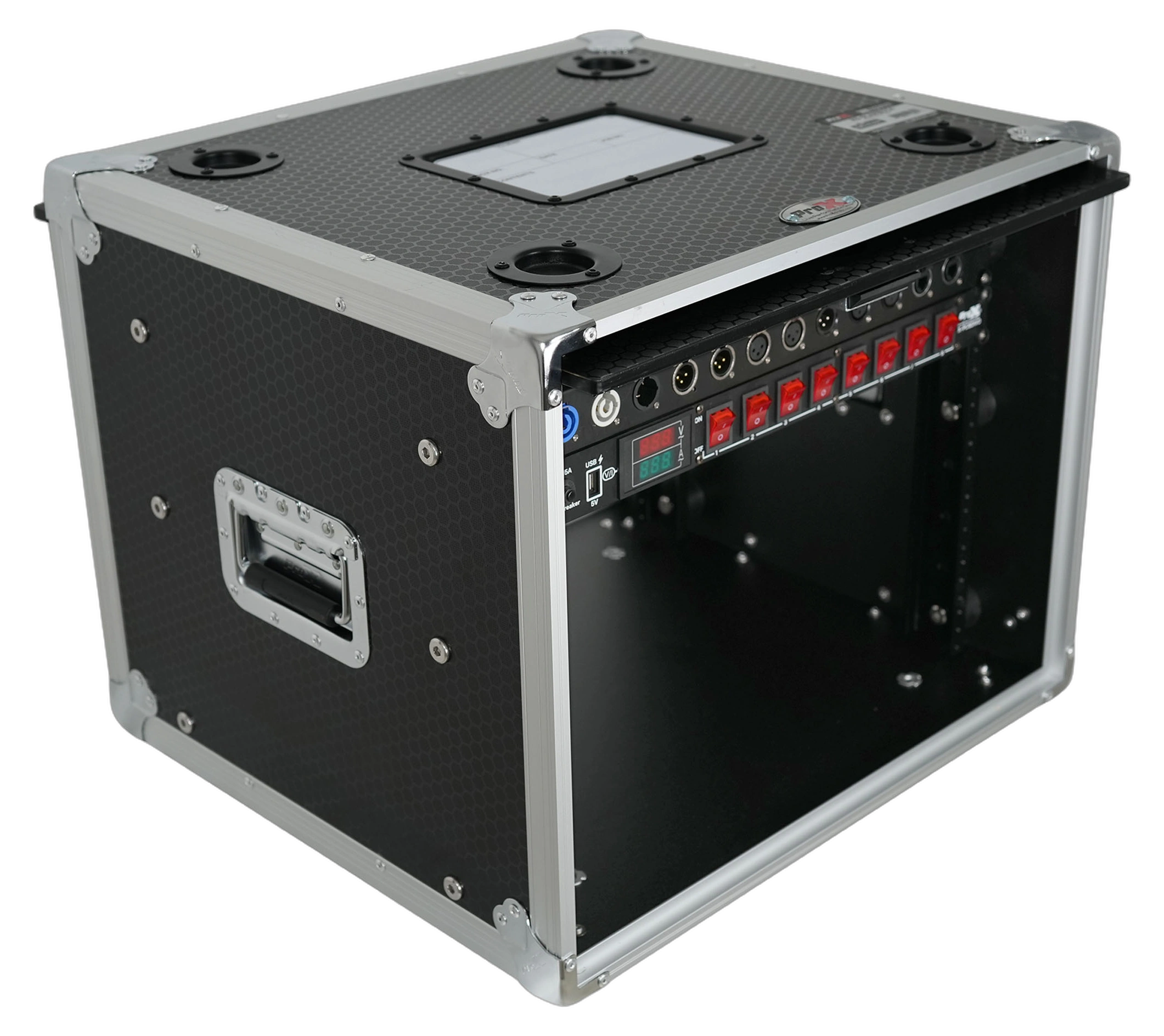 ProX XS-SLAM8U14 Rack Case Top Sliding Doors ProX 8U vertical shockmount rack case with dual top sliding slam doors and 14 inch depth
