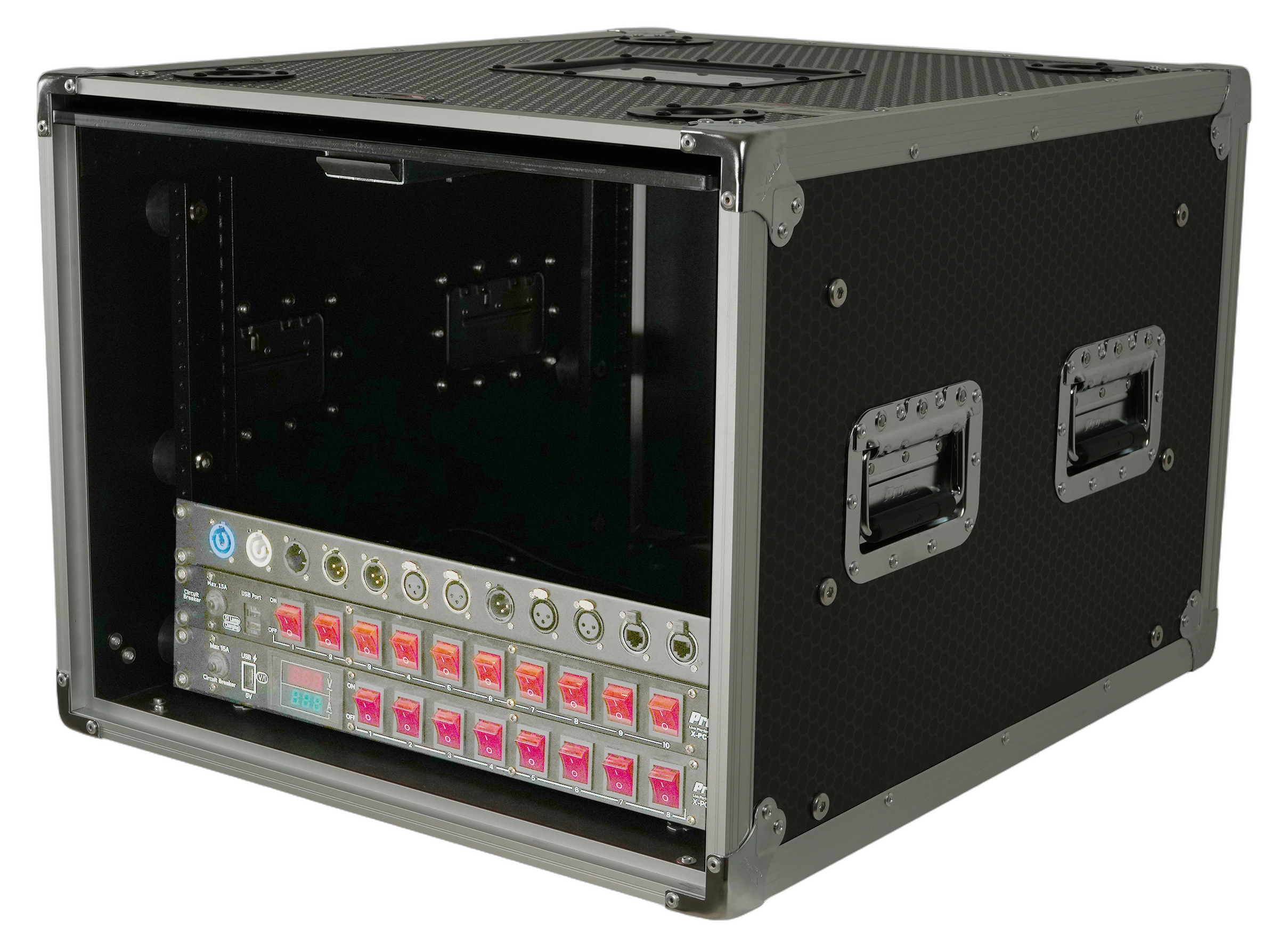 ProX XS-SLAM8U20 8U Vertical Shockmount Rack Case Front ProX XS-SLAM8U20 8U vertical shockmount rack case with dual top sliding slam doors, 20 inch depth