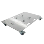 ProX 24x30 inch module base plate with locking casters, bottom underside view showing wheel assembly